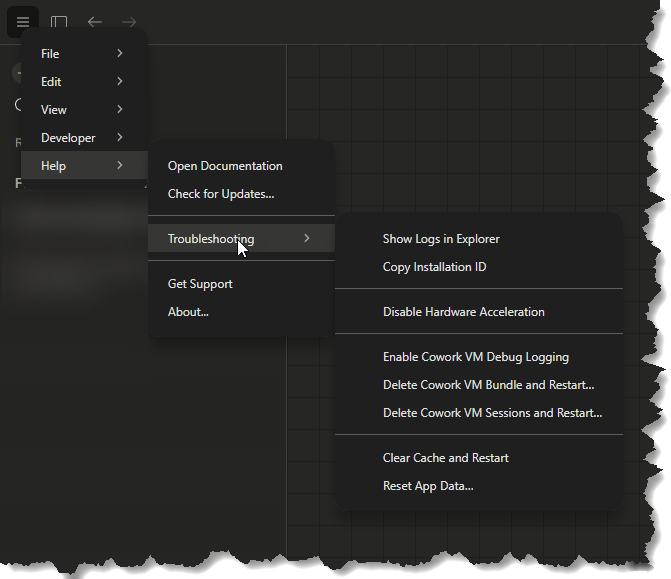 Troubleshooting Menu